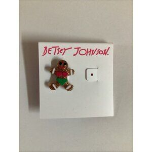 Betsey Johnson Holiday Glitter Beach Gingerbread Man 1 Single Earring As Shown.